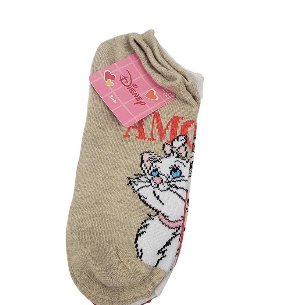 Disney Marie Cat Amore Hearts Love Socks Women Shoe Size 4-10 No Show 5 Pairs‎